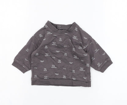 Mothercare Boys Grey  Cotton Pullover Jumper Size 0-3 Months  Pullover - Slogan
