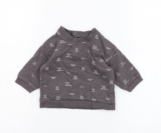 Mothercare Boys Grey  Cotton Pullover Jumper Size 0-3 Months  Pullover - Slogan