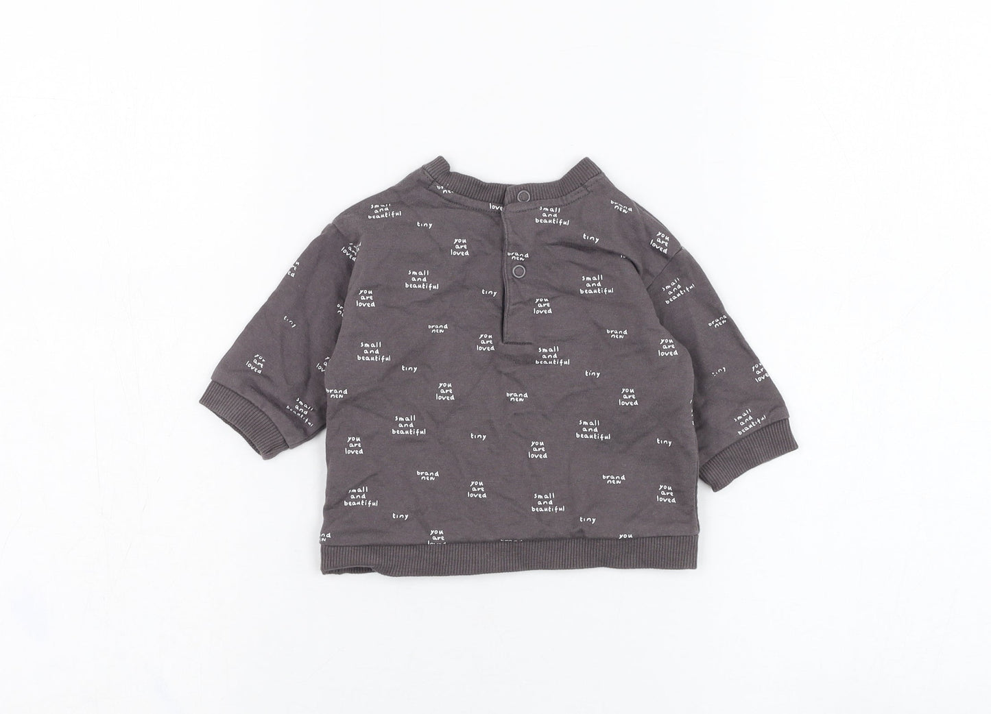Mothercare Boys Grey  Cotton Pullover Jumper Size 0-3 Months  Pullover - Slogan