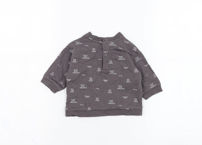 Mothercare Boys Grey  Cotton Pullover Jumper Size 0-3 Months  Pullover - Slogan