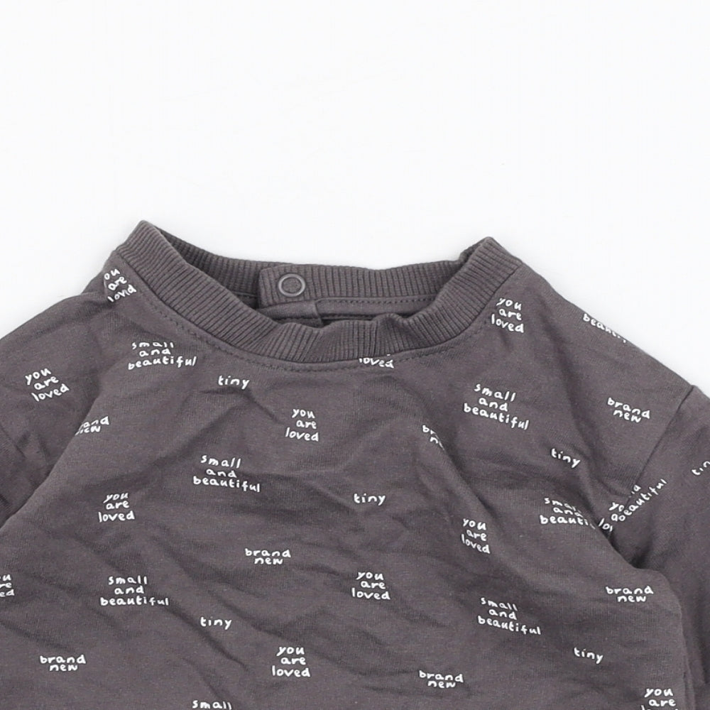 Mothercare Boys Grey  Cotton Pullover Jumper Size 0-3 Months  Pullover - Slogan
