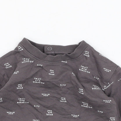 Mothercare Boys Grey  Cotton Pullover Jumper Size 0-3 Months  Pullover - Slogan