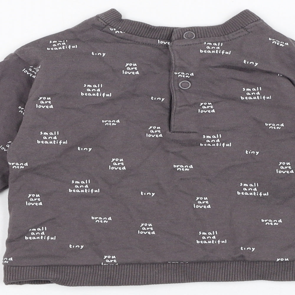 Mothercare Boys Grey  Cotton Pullover Jumper Size 0-3 Months  Pullover - Slogan