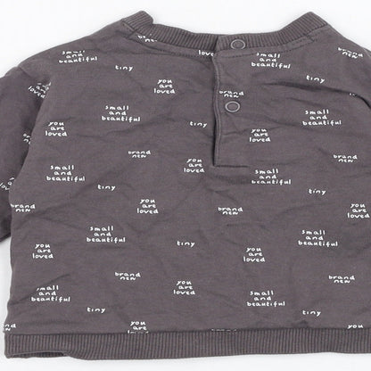 Mothercare Boys Grey  Cotton Pullover Jumper Size 0-3 Months  Pullover - Slogan