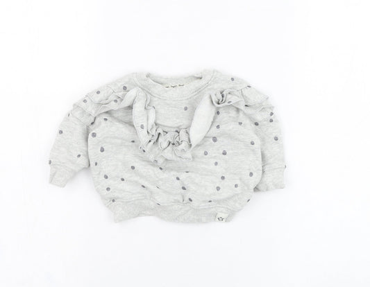 NEXT Girls Grey Polka Dot Cotton Pullover Jumper Size 3-6 Months  Pullover