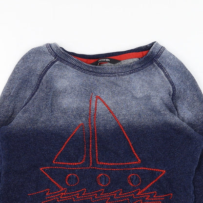 George Boys Blue  Cotton Pullover Sweatshirt Size 4-5 Years  Pullover - Sail Boat