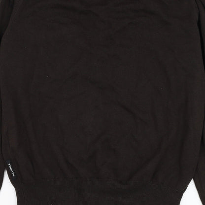 Full Circle Mens Brown V-Neck  Cotton Pullover Jumper Size L