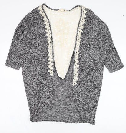 Rebellion Womens Grey Round Neck  Polyester Cardigan Jumper Size S