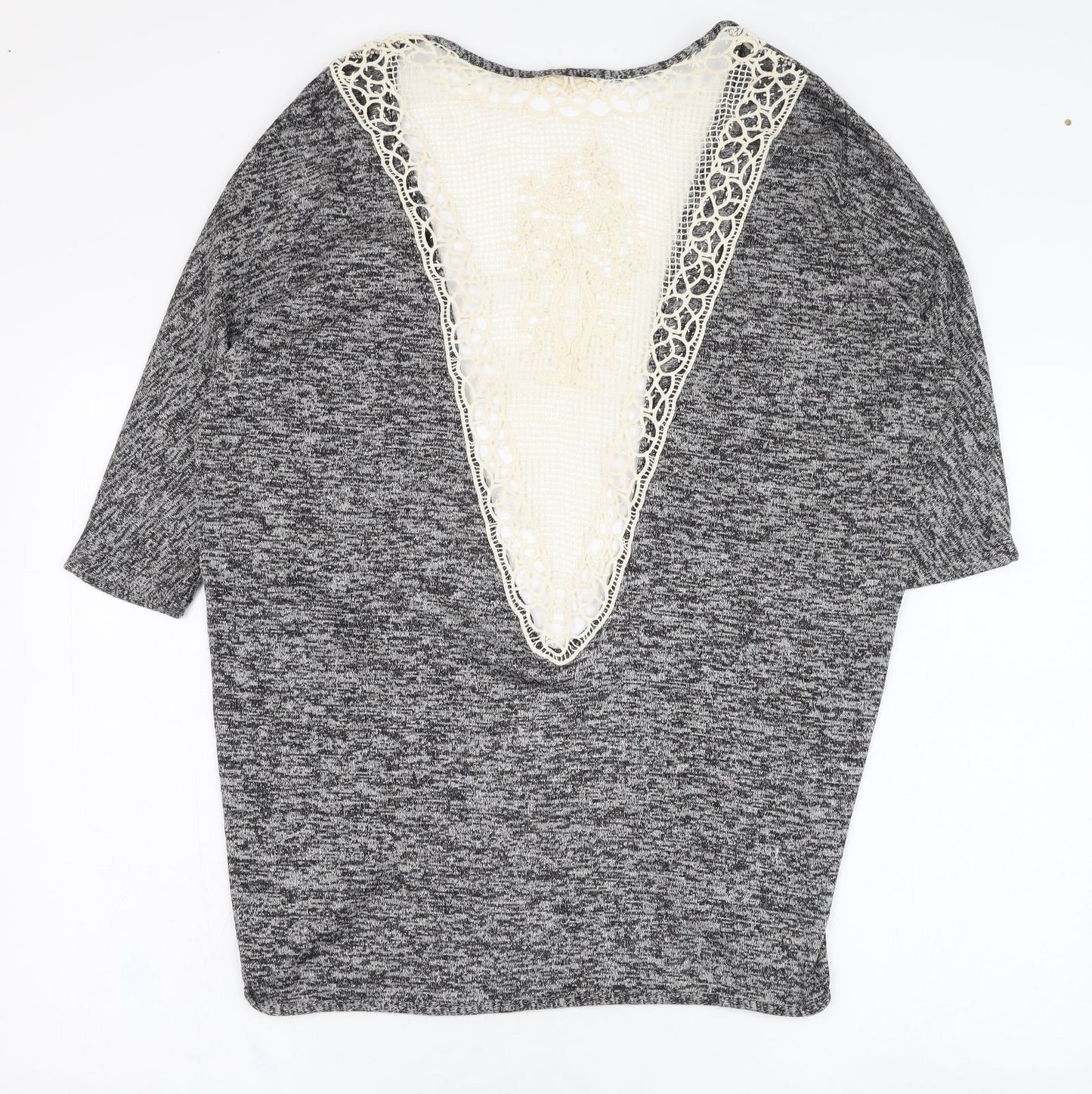 Rebellion Womens Grey Round Neck  Polyester Cardigan Jumper Size S