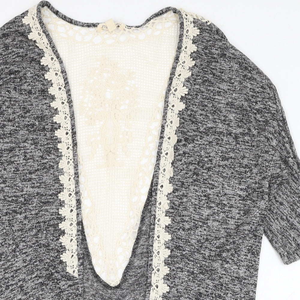 Rebellion Womens Grey Round Neck  Polyester Cardigan Jumper Size S