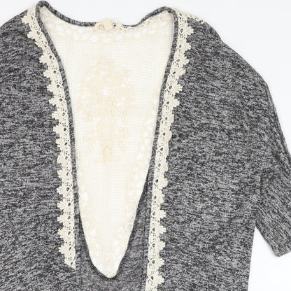 Rebellion Womens Grey Round Neck  Polyester Cardigan Jumper Size S