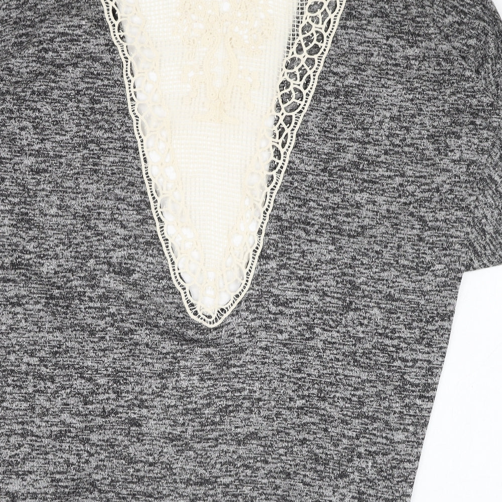Rebellion Womens Grey Round Neck  Polyester Cardigan Jumper Size S