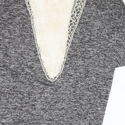 Rebellion Womens Grey Round Neck  Polyester Cardigan Jumper Size S