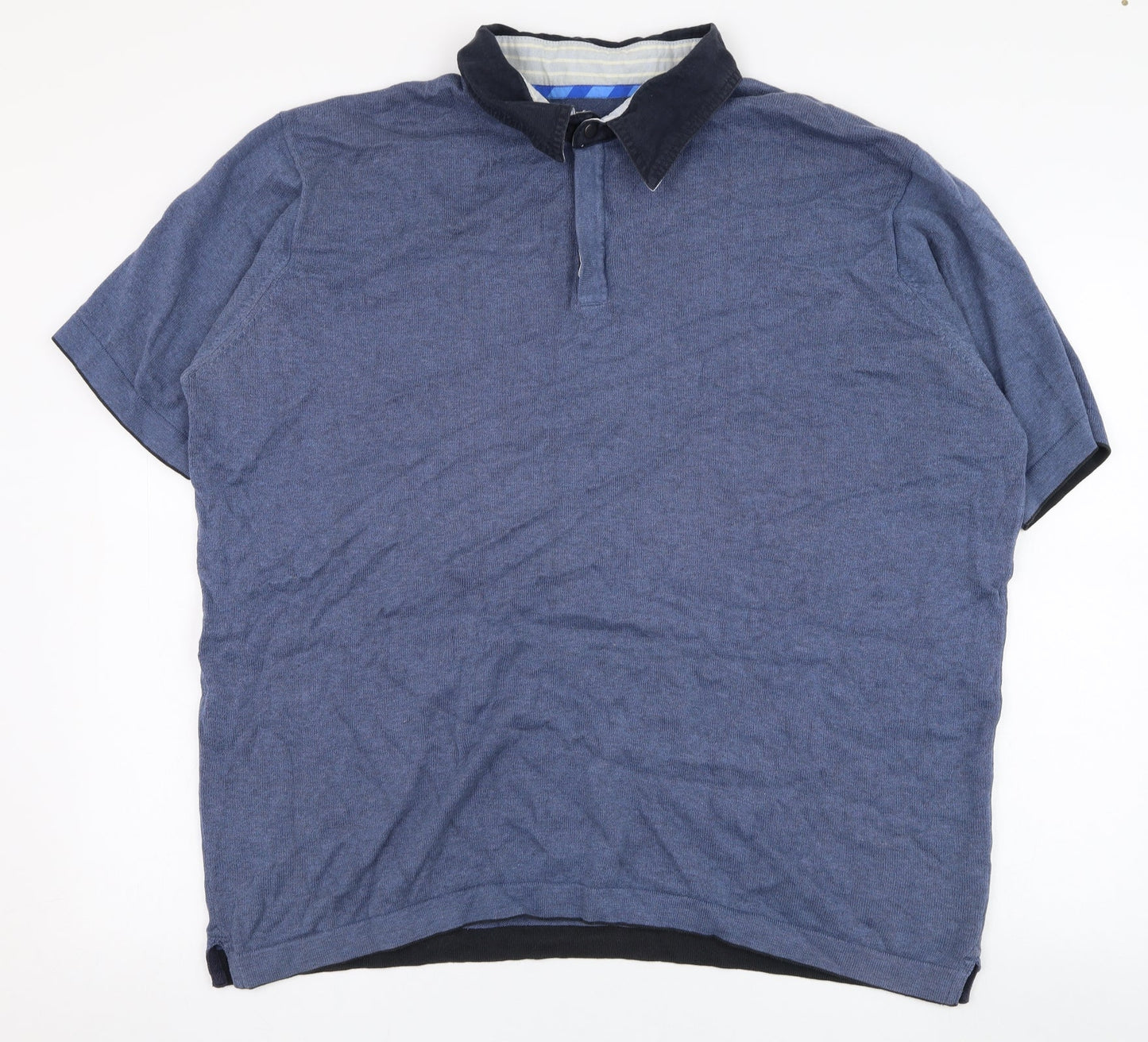 Marks and Spencer Mens Blue  Cotton  Polo Size XL Collared Pullover