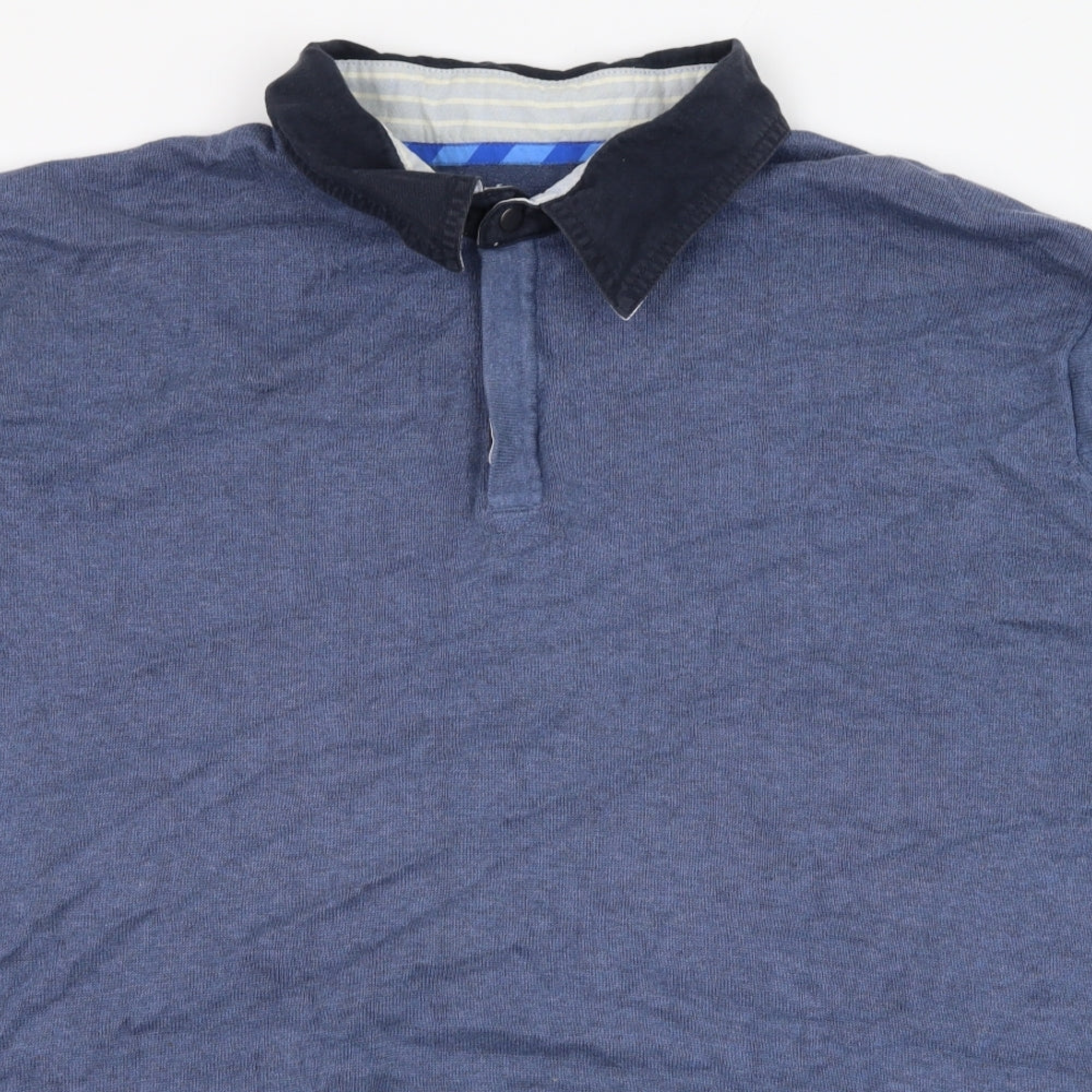 Marks and Spencer Mens Blue  Cotton  Polo Size XL Collared Pullover