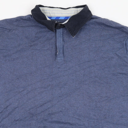 Marks and Spencer Mens Blue  Cotton  Polo Size XL Collared Pullover