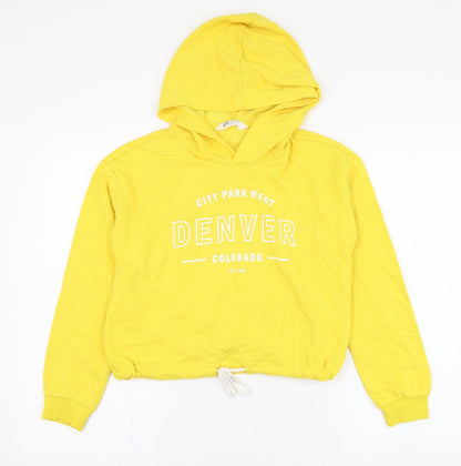 H&M Girls Yellow  Cotton Pullover Hoodie Size 10-11 Years  Pullover - Denver Colorado