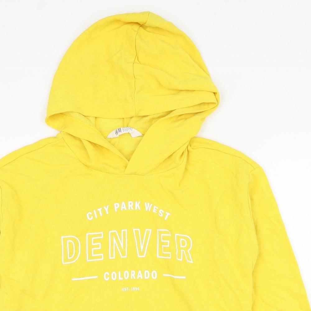 H&M Girls Yellow  Cotton Pullover Hoodie Size 10-11 Years  Pullover - Denver Colorado