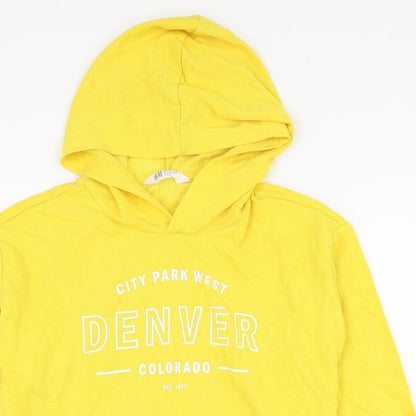 H&M Girls Yellow  Cotton Pullover Hoodie Size 10-11 Years  Pullover - Denver Colorado