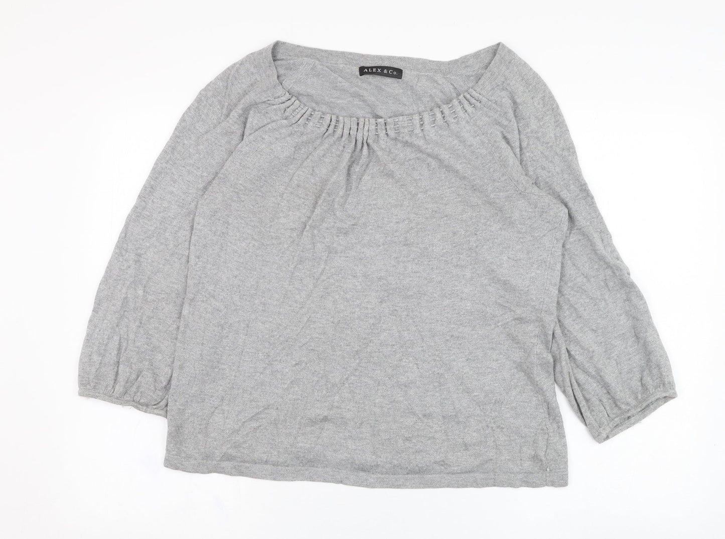 Alex & Co Womens Grey Round Neck  Cotton Pullover Jumper Size 14