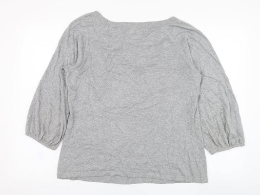 Alex & Co Womens Grey Round Neck  Cotton Pullover Jumper Size 14