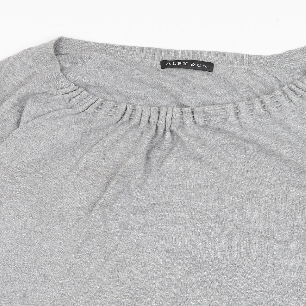 Alex & Co Womens Grey Round Neck  Cotton Pullover Jumper Size 14