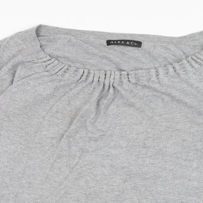 Alex & Co Womens Grey Round Neck  Cotton Pullover Jumper Size 14