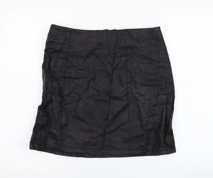 Dorothy Perkins Womens Black  Viscose Straight & Pencil Skirt Size 12   Zip