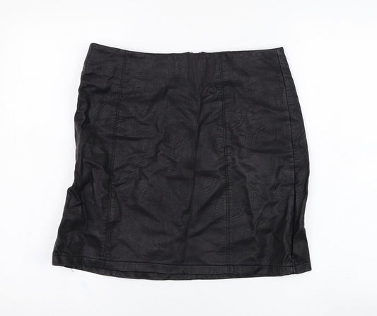 Dorothy Perkins Womens Black  Viscose Straight & Pencil Skirt Size 12   Zip