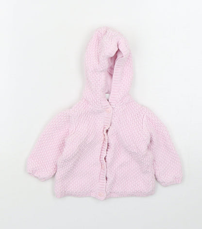 Mini Club Girls Pink  Cotton Cardigan Jumper Size 3-6 Months  Button