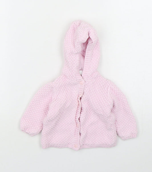 Mini Club Girls Pink  Cotton Cardigan Jumper Size 3-6 Months  Button