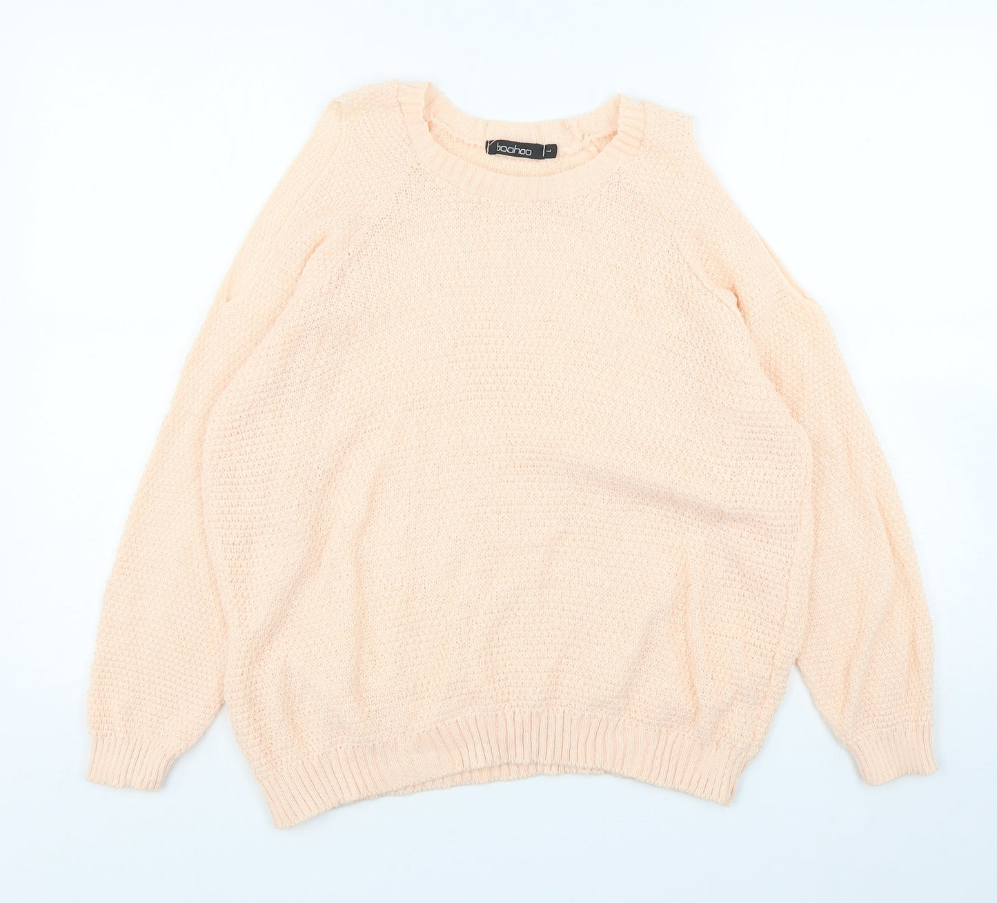 Boohoo Womens Pink Round Neck  Acrylic Pullover Jumper Size L