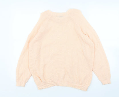 Boohoo Womens Pink Round Neck  Acrylic Pullover Jumper Size L