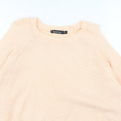 Boohoo Womens Pink Round Neck  Acrylic Pullover Jumper Size L