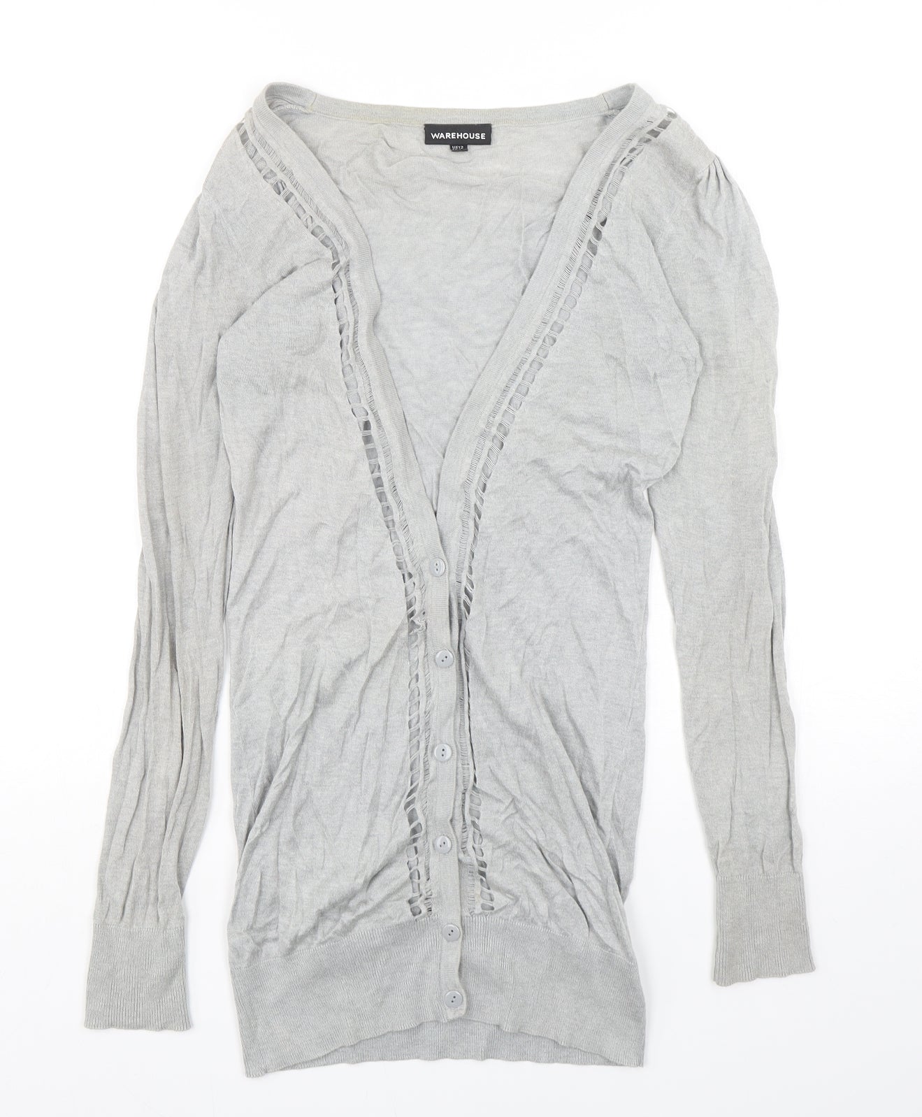 Womens UK Size 12 Warehouse Grey Cardigan Jumper