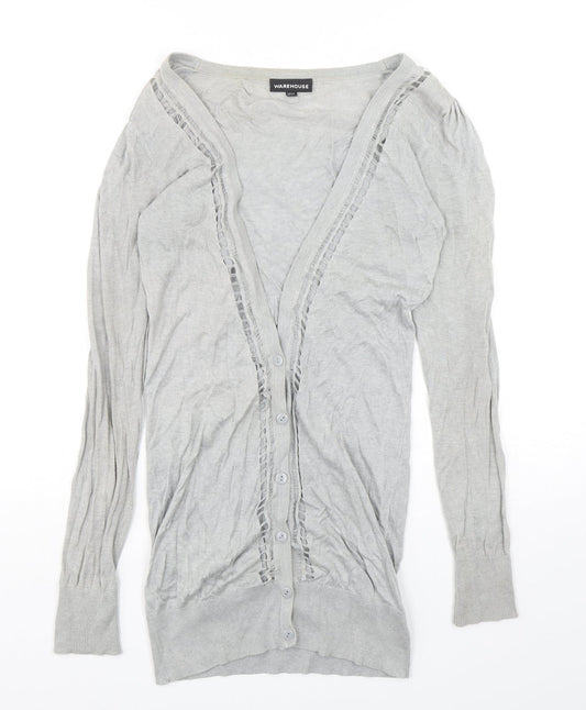 Womens UK Size 12 Warehouse Grey Cardigan Jumper