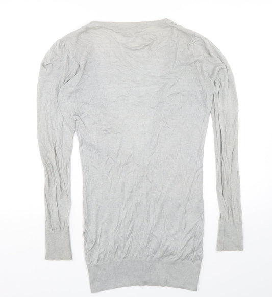 Womens UK Size 12 Warehouse Grey Cardigan Jumper