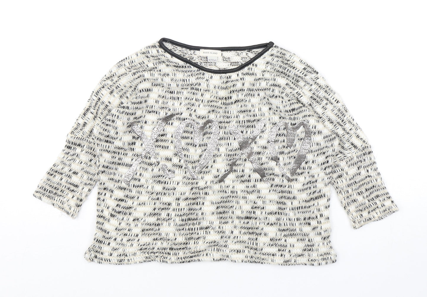 River Island  Girls Multicoloured Round Neck  Acrylic Pullover Jumper Size 9-10 Years