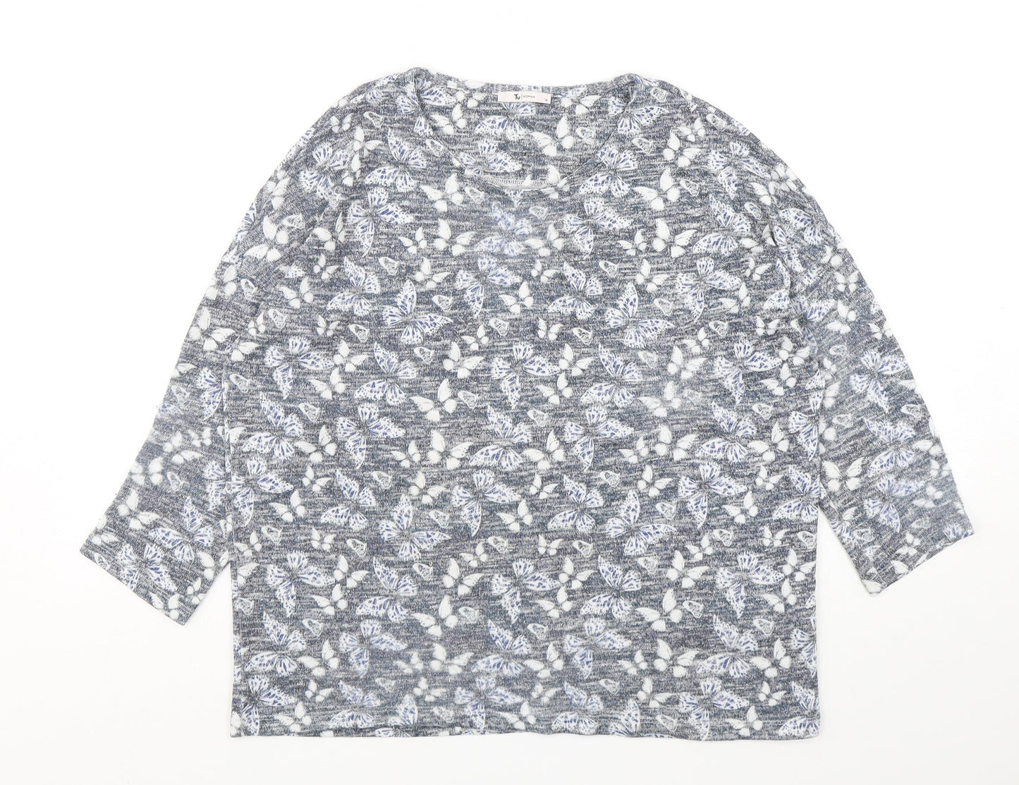 TU Womens Multicoloured Round Neck Geometric Polyester Pullover Jumper Size 14   - Buterflies