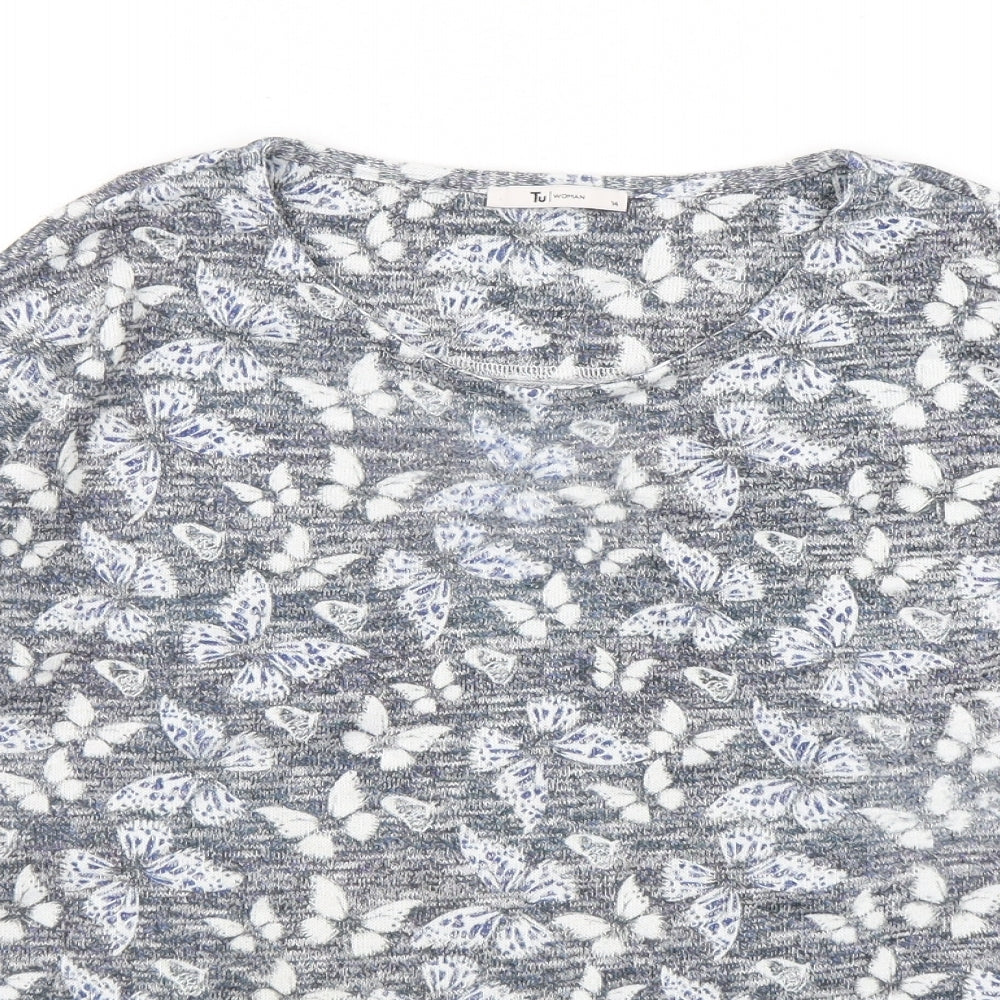 TU Womens Multicoloured Round Neck Geometric Polyester Pullover Jumper Size 14   - Buterflies