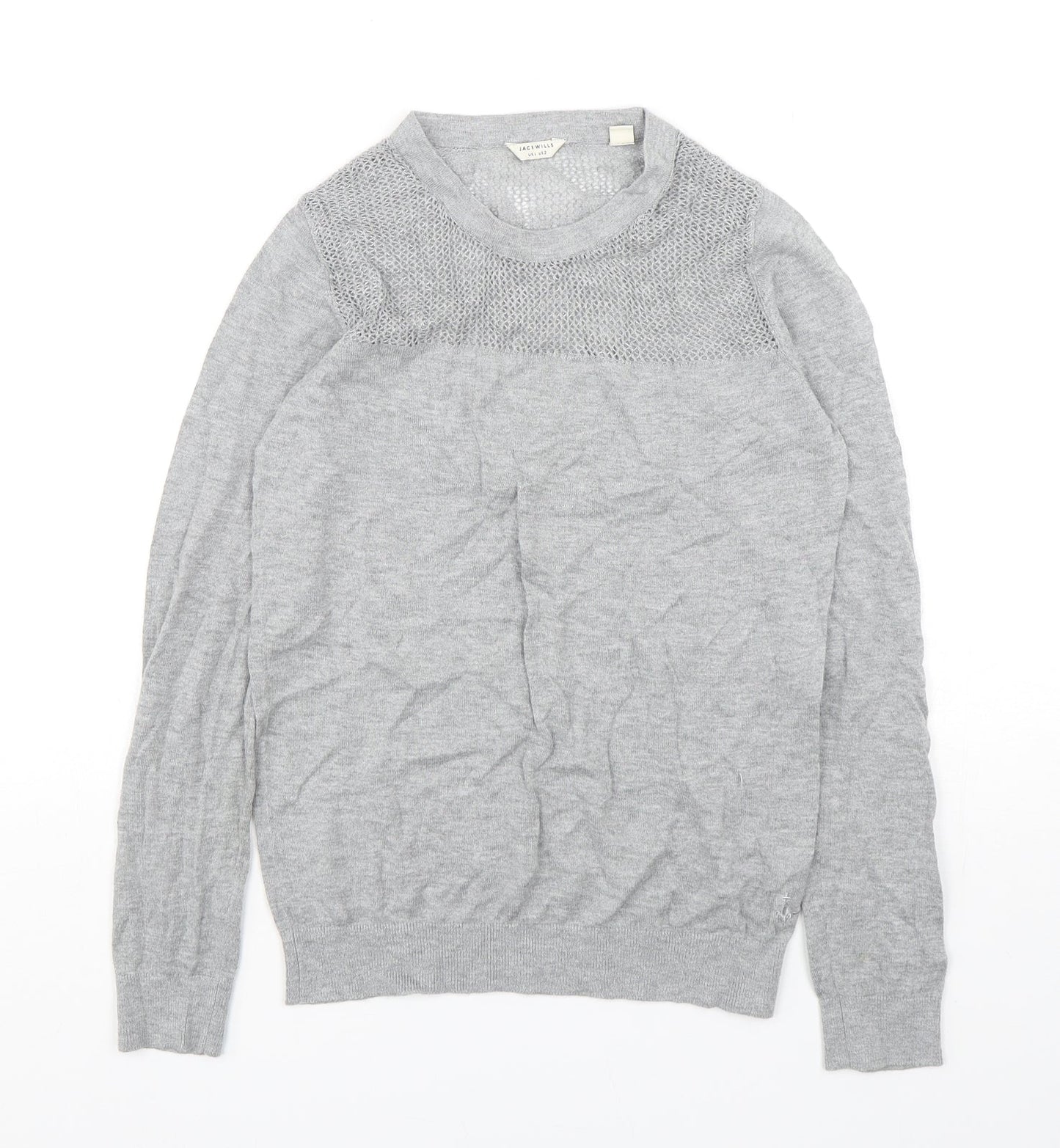 Jack Wills Womens Grey Round Neck  Cotton Pullover Jumper Size 6