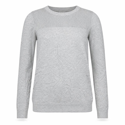 Front view of Jack Wills women’s grey round neck cotton jumper, size UK 6