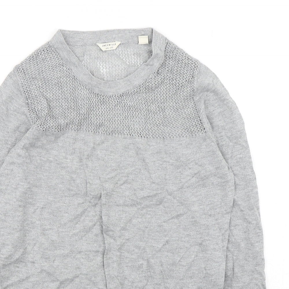 Jack Wills Womens Grey Round Neck  Cotton Pullover Jumper Size 6