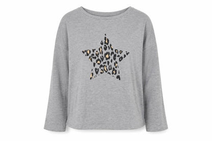 Front view of F&F women’s grey polyester pullover sweatshirt, size UK 10, pullover