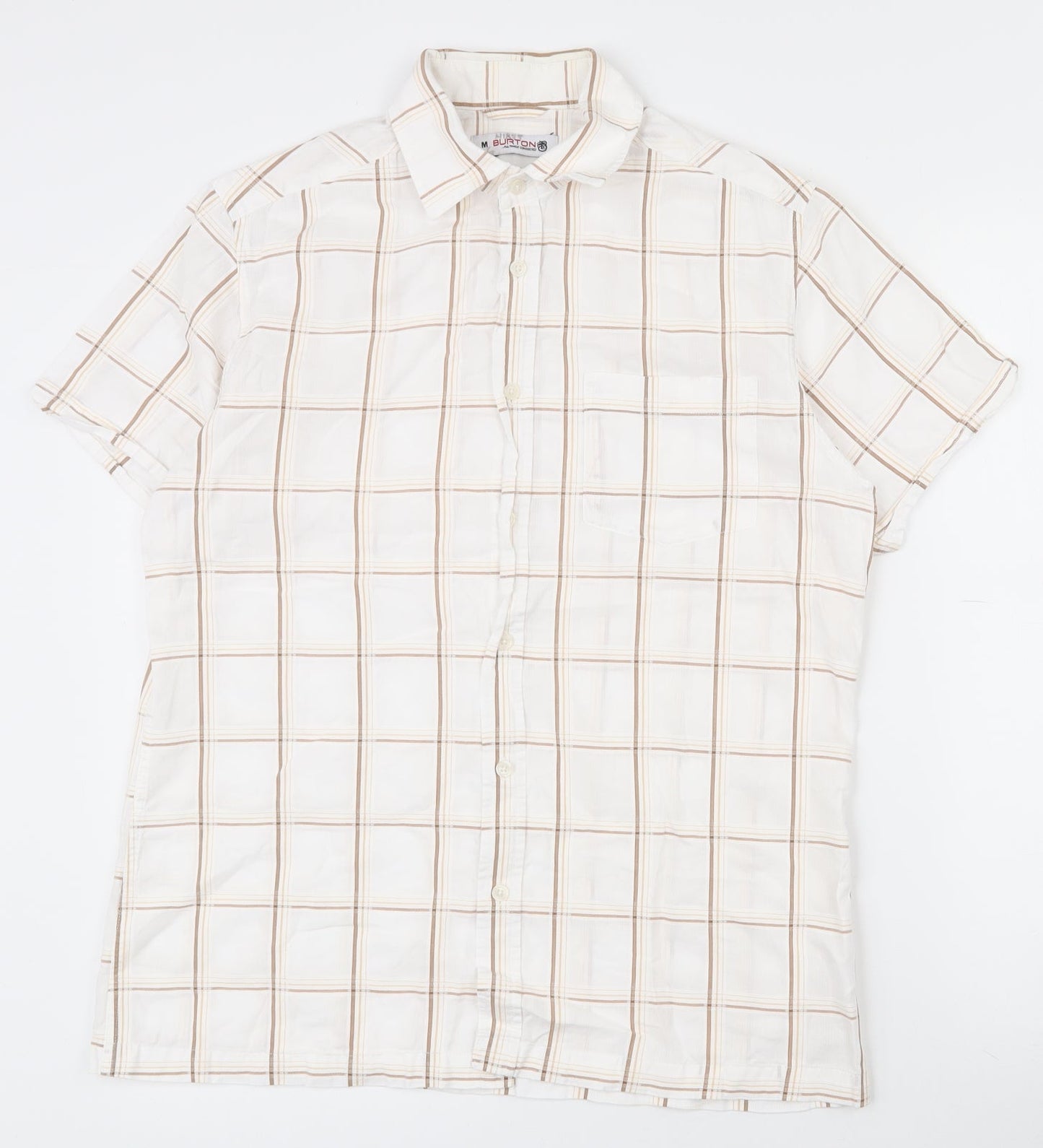 Mens UK Size M Burton White  Button-Up Short Sleeve Casual Shirt