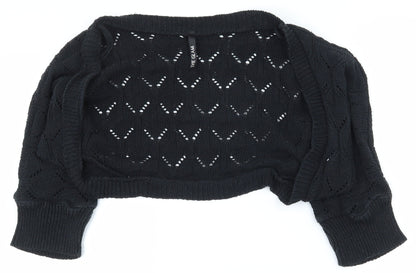 E-vie Womens Black V-Neck  Acrylic Cardigan Jumper Size 10