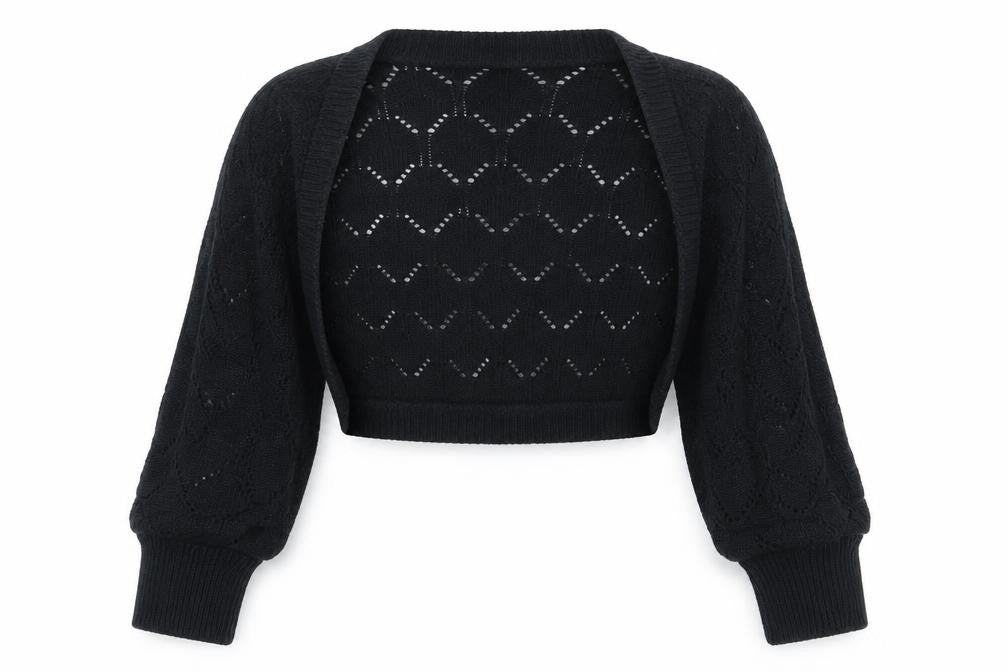 E-vie Womens Black V-Neck  Acrylic Cardigan Jumper Size 10