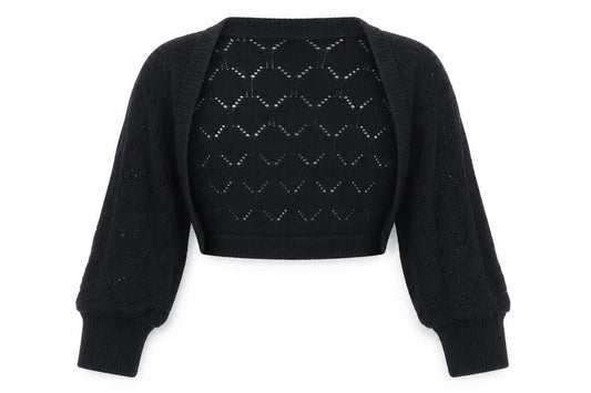 E-vie Womens Black V-Neck  Acrylic Cardigan Jumper Size 10