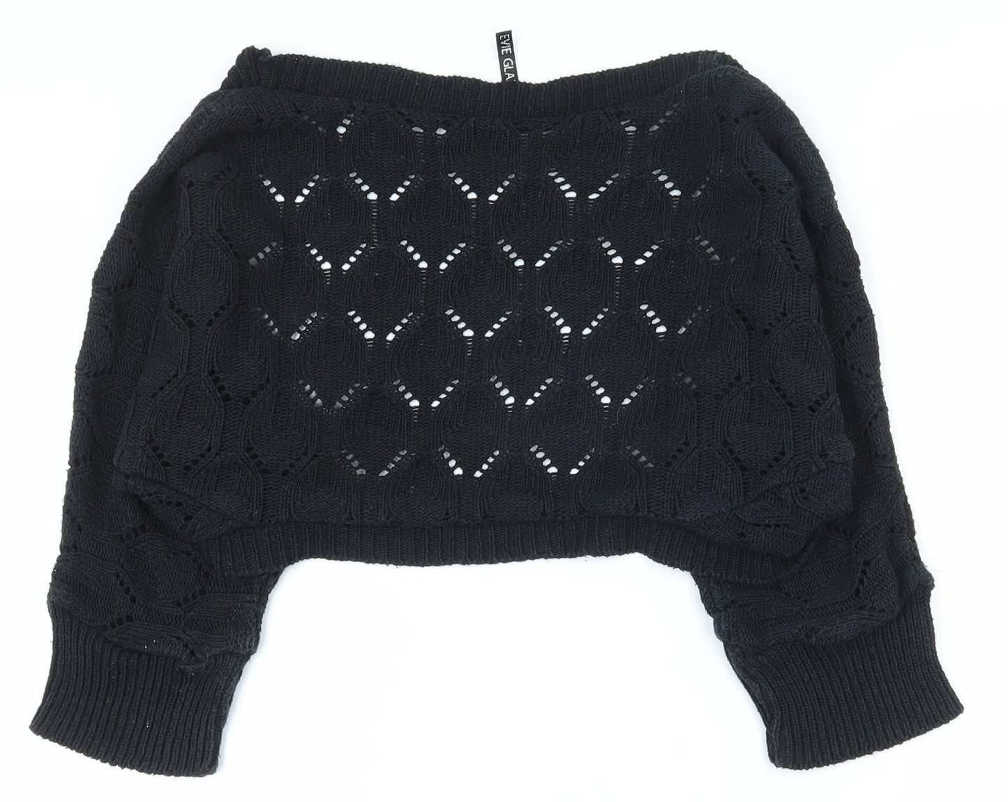 E-vie Womens Black V-Neck  Acrylic Cardigan Jumper Size 10