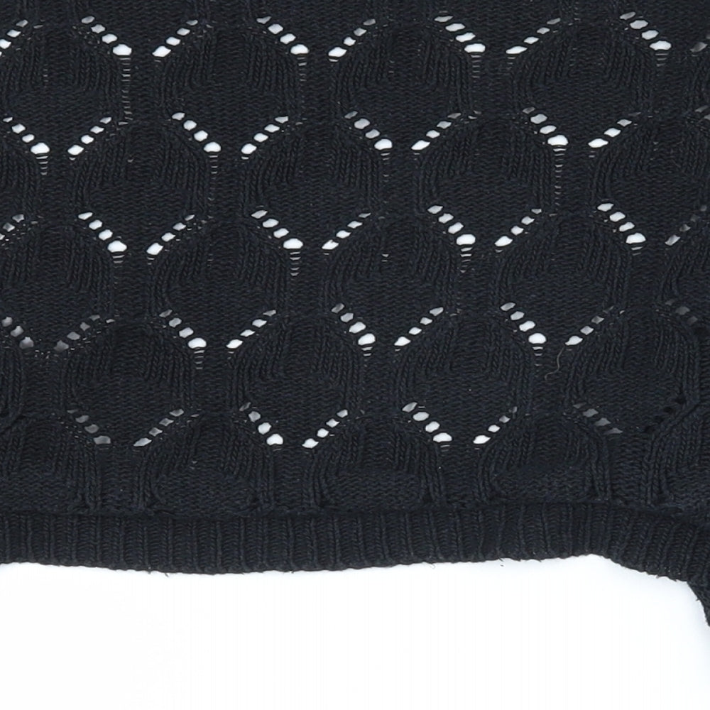 E-vie Womens Black V-Neck  Acrylic Cardigan Jumper Size 10